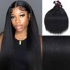 UNICE 12A Silk Yaki Straight Human Hair Weave 3 Bundles Unprocessed Virgin Real Human Hair Weft Sew in Human Hair Extensions for Women 16 18 20 inch