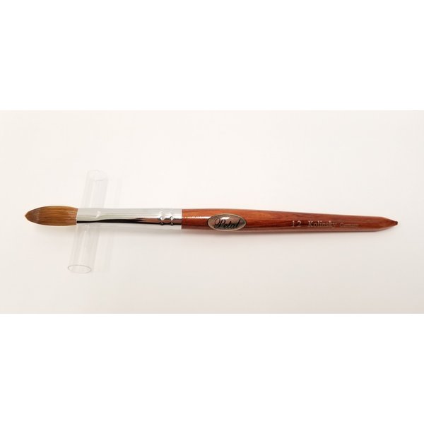 Petal Red Wood Handle Nail Brush For Acrylic Nail Manicure & Pedicure Powder (CRIMPED) - (Size #12)