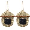 Gute Hummingbird House, Grass Hand Woven Birdhouses for Outdoors Hanging, Natural Bird Hut for Outside, Bird Houses for Audubon Finch Canary Chickadee - Set of 2 (Small)