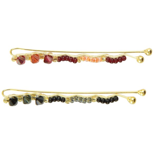 Caravan Wired Bobby Pins In Multiple Color Bead And Facets Beads In Pair
