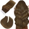 Easyouth Tape in Hair Extensions Human Hair Brown Tape in Extensions Human Hair Medium Brown Hair Extensions Tape in Remy #4 20Inch 50g 20pcs