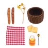 UPKOCH Miniature Food Dollhouse Accessories Decor Set 1:12 Scale Bread Honey Basket Picnic Cloth Flowers Dollhouse Decoration Accessories Mini Room Display Props Models