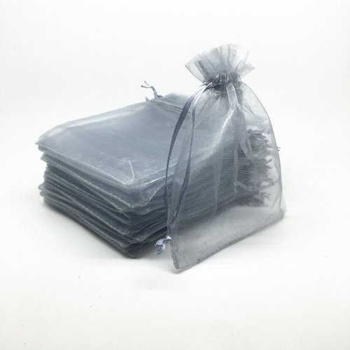 ANSLEY SHOP 100pcs 4x5 Inches Drawstrings Organza Gift Candy Bags Wedding Favors Bags (Silver)