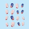 4th of July Press on Nails Short Almond Shape Fake Nails Independence Day Glue on Nails Glossy Red White French Tip Full Cover False Nails Star American Flag Artificial Nails for women Girls 24Pcs