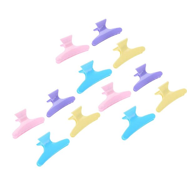 Butterfly Holding Hair Clip, 12pcs Strong Hold Hair Claw Clips Pure Colors Hair Section Claw Thick Hair Clamps Hairdressing Tool For Professional Salon and Home Use (01#)