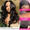 MSGEM Full Frontal Wigs Human Hair 13x4 HD Body Wave Lace Front Wigs Human Hair for Black Women 12A Brazilian Wigs 180 Density Pre Plucked Bleached Knots Lace Front Wig Natural Color 18 Inch