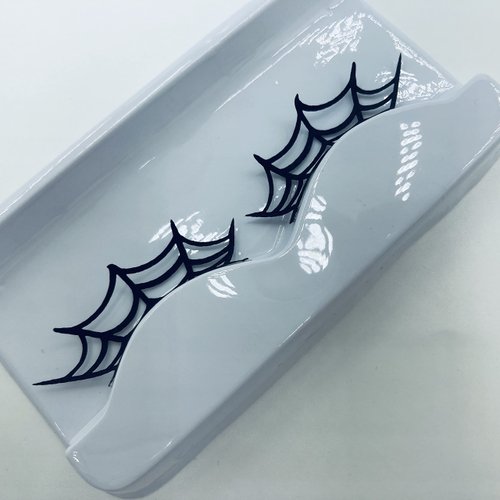 manqianxun Spider Web Crown Halloween Costume Fancy Fashion Party Look Black Lashes False Eyelashes 1 Pairs