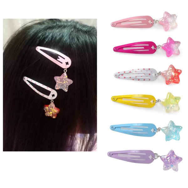 AACKS Girls Star Hair Clips Star Hair Barrettes Cute Hair Clips Metal Snap Hair Pins Star Hair Accessories for Girls Kids