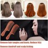 2 Pcs Hair Comb Set Wooden Wide Tooth Comb and Fine Tooth Comb for Women Men Kids, Anti-static Detangling Comb for Curly Fine Straight Wet Dry Hair, Natural Sandalwood Comb