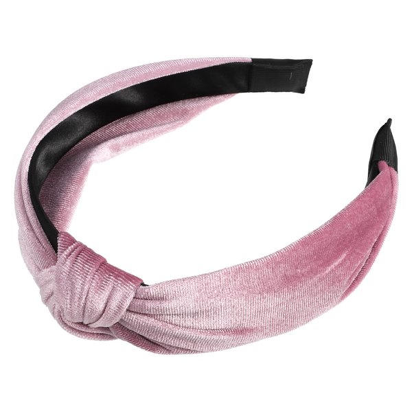 VOCOSTE Velvet Knotted Headband, Velvet Padded Headbands for Women, Fashion Wide Headbands, Pink Velvet Headbands, Non-slip Soft Head Bands Headwear Hairband, Hair Accessories for Women