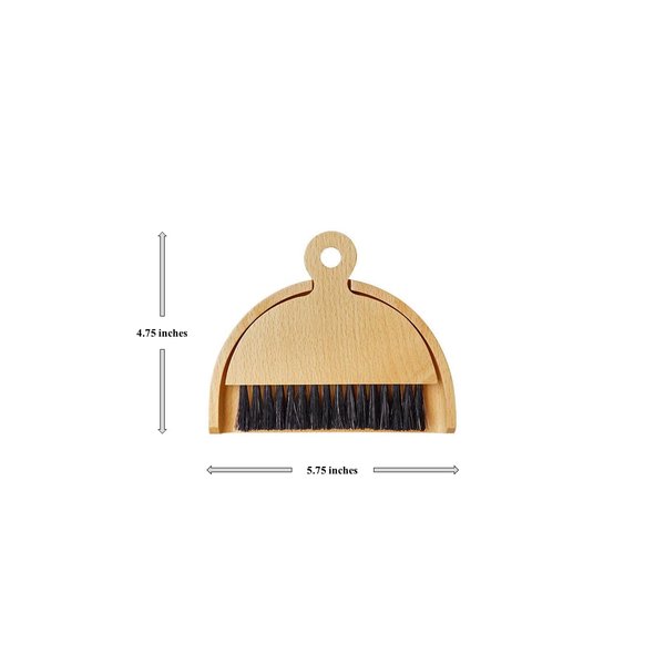 Eco-Friendly Wooden Bamboo Hand Brush and Dustpan Multi-Purpose Set Ideal for WFH Workstation, Home, Kitchen, Dining Table, or as a Gift (Gentle and Long-Lasting Bristles)