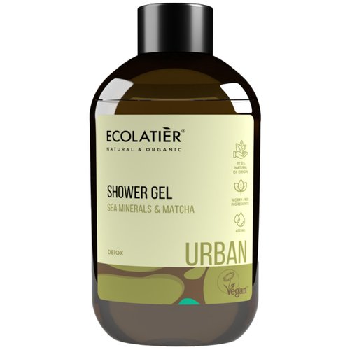 Ecolatier Sea Minerals & Matcha Body Wash, 97.5% Natural Ingredients, Detox & Moisturizing Natural Body Wash, Vegan, Gentle Cleansing, 20.3 Fl Oz