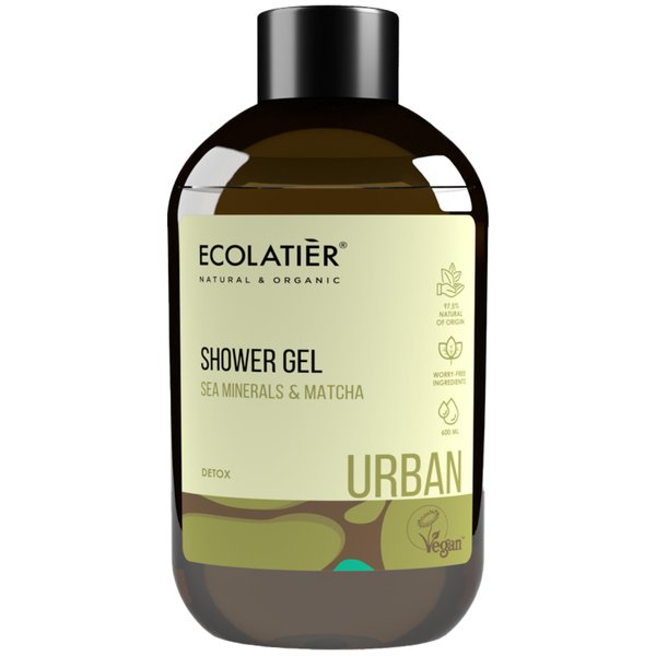 Ecolatier Sea Minerals & Matcha Body Wash, 97.5% Natural Ingredients, Detox & Moisturizing Natural Body Wash, Vegan, Gentle Cleansing, 20.3 Fl Oz