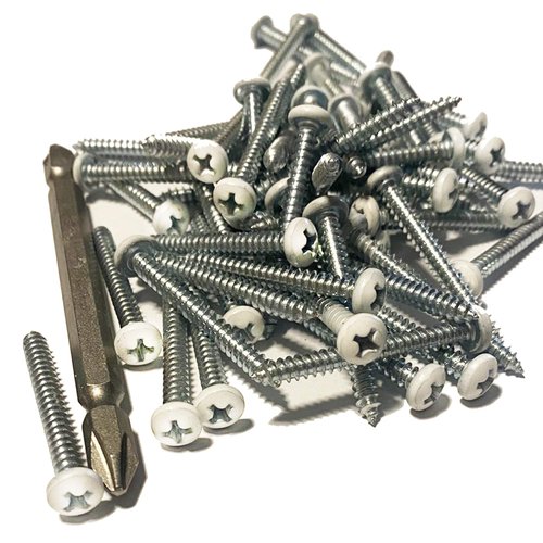 60 pcs # 8 X 1 1/2" White Screws White pan Head Machine Screws White rv Screws Twinfast Thread Cargo RV Zinc Plated Corrosion Resistance #2 Phillips Bit with Screw Bit