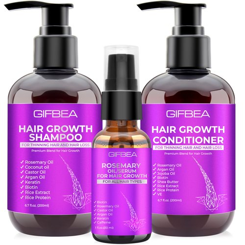 Hair Growth Shampoo and Conditioner Set W/Rosemary Oil Hair Growth Serum,Biotin Argan Oil Castor Oil Coconut Keratin Shampoo for Thinning Hair and Hair Loss,Deep Conditioner for Dry Damaged Curly Hair