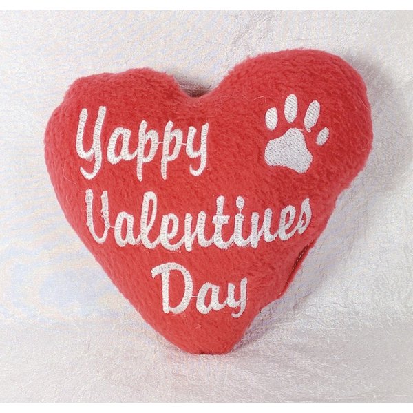 Yappy Valentine's Day, Squeaky Dog Toy Made in US, for Dogs, All Breeds, Best for Gentle Dogs, Yappy Valentine's Day, Paw Print, Plush Squeaker Dog Toys, Dog Valentine Gift