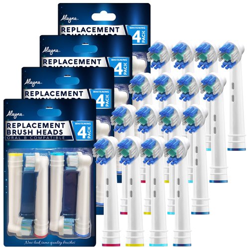 Professional White Replacement Brush Heads w/ 3D Whitening, Compatible with Oralb Braun Electric Toothbrush- 16 Pro Style- Fits The Oral-B Kids Care 1000 Etc.