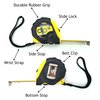 Daily Living Products Small Yellow Tape Measure 3-Pack - Measurement Tape with Standard & Metric - Tape Measure Retractable - Measuring Tape Retractable with Pause Buttons - Easy Read Tape Measures