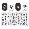 Summer Nail Art Stamping Plates Palm Coconut Tree Pattern Designs Nail Stamp Templates Holiday Nail Decorations DIY Stainless Steel Nail Image Polish Template Nail Supplies for Women