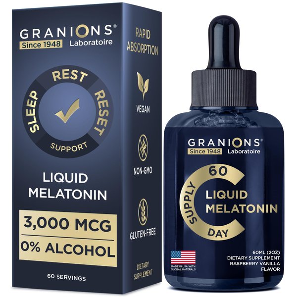 Liquid Melatonin 3mg - Liquid Sleep Aid for Adults & Kids 6 Years and Up - Sublingual Melatonin Drops for Quick Sleep and Refreshing Rest for Longer - 60ml 60 Days Raspberry Vanilla Flavor Melatonina