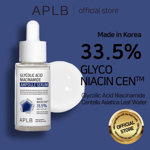 APLB Glycolic Acid Niacinamide Ampoule Serum | GLYCO NIACIN CEN™ 33.5% 1.35 FL.OZ/Korean Skincare, Replenishing moisture, Exfoliant, Revitalize for gentle and improve skin texture