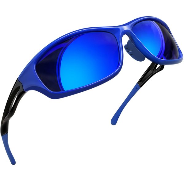 Joopin Trendy Blue Sport Sunglasses Lightweight Running Glasses Polarized UV400 Trendy Rectangle Wrap Around Shades for Men Women