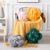 Xiashrk Knot Pillow, Decorative Throw Pillows with Soft Plush for Couch, 12" Knotted Pillows Dark Yellow Dorm Room Decor Rope Knot Pillow Ball Decorative Cushion for Bed Living Room