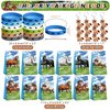 113 PCS Horse Party Favors Set, 41 Horse Stickers, 12 Goodie Bags,12 Button Badges, 12 Keychains, 12mini notepads,12 rubber bracelets for Cowboy Cowgirl Animal Horse Birthday Party Supplies (Blue)