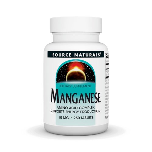 Source Naturals Manganese, Amino Acid Chelate - Supports Energy Production - 250 Tablets
