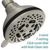 HOTEL SPA - Shower Head High Pressure with High Flow Showerhead - 4.25 Inch Rain Shower Head - Brushed Nickel Shower Heads, 7-Setting, French Designer Collection, Showerspa (Brushed Nickel)