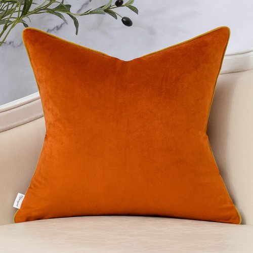 Yangest Orange Patchwork Throw Pillow Cover Striped Velvet Cushion Case Modern Pillowcase for Sofa Couch Bedroom Living Room Home Decor,20x20 Inch