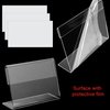 BILLIOTEAM 50pack Mini Clear Sign Display Holder with Blank Labels,2.4*1.6 Inch Horizontal Slanted L-Shape Plastic Name Card Price Card Tag Label Counter Top Stand
