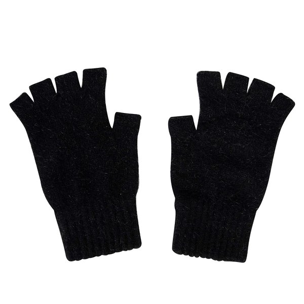 whitepeak Genuine Merino Wool and Possumdown Fingerless Gloves for Men and Women | UNISEX (Black Medium)
