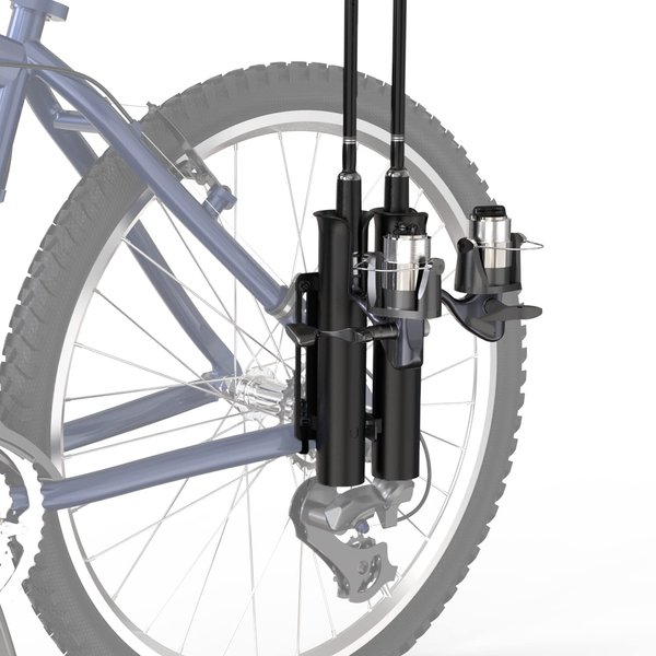 Fishing Rod Holder, Secures Fishing Pole to Bicycle,2 Tubes Rod Holder, Holds 2 Rods, Easy to Mount, Rod Rack for Bicycle Fishing