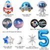 Finypa 12Pcs Space Theme Birthday Party Decoration Astronaut Spaceman Foil Balloons,5th Outer Space Birthday Party Supplies,Galaxy Balloons for Boy 5 Years Old Birthday Decor