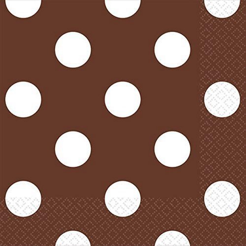 Chocolate Brown Dots Beverage Napkins | 16 Ct. | 5" x 5"