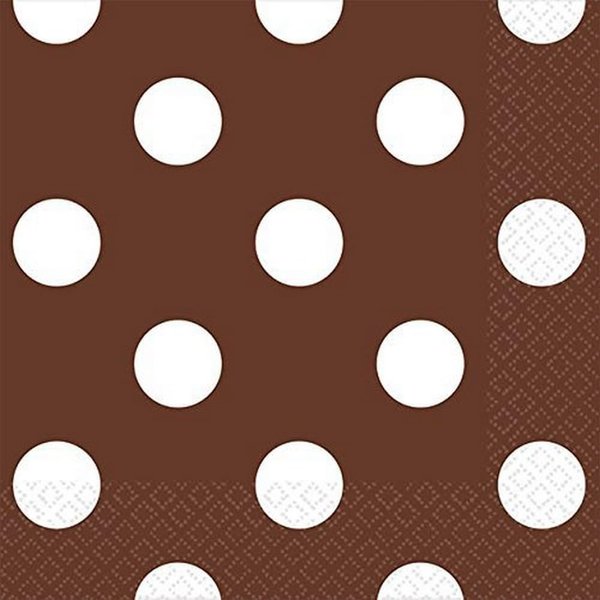 Chocolate Brown Dots Beverage Napkins | 16 Ct. | 5" x 5"