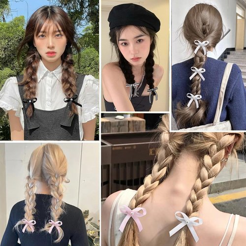 12 Pieces Hair Bow Clips for Women - Hair Ribbon for Women Hair Bow for Girls Mini Hair Clips Accessories Satin Bowknot Hair Clips by HAIMEIKANG