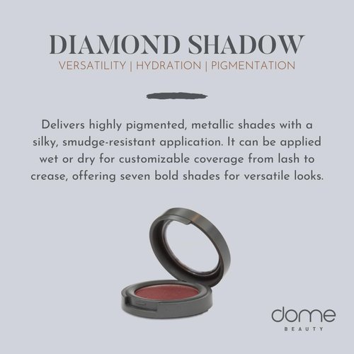 dome BEAUTY Diamond Eye Shadow - Vegan, Cruelty-Free Shimmer Eyeshadow, Easy-to-Blend Long-Lasting Eye Makeup, Paraben-Free, Sulfate-Free, Natural Metallic Eyeshadow - Precious Metal .07 oz