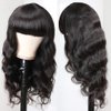 Amella Hair Brazilian Body Wave Wigs With Bangs Virgin Brazilian None Lace Front Wigs Human Hair Wigs 150% Density Glueless Machine Made Wigs For Black Women(26inch, Body wave)