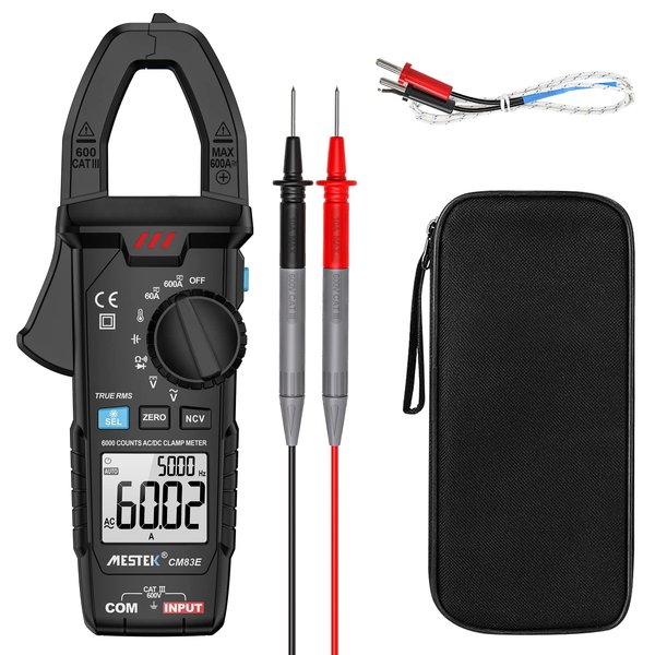 MESTEK Digital Clamp Meter True RMS 6000 Counts Multimeter VoltageTester with NCV Amp Meter Auto-ranging Measures AC DC Current Voltage Resistance Capacitance Temperature