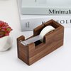 Multibey Natural Eco-Friendly Walnut Wooden 1 Inch Core Desktop Adhesive Tape Dispenser Cutter with Tape Office School Gift Idea (Walnut)