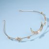 Yheakne Boho Moon Star Headband Gold Rhinestone Head Chain Crystal Headband Hair Band Sparkle CZ Hair Chain Headpieces Decorative Headdress Wedding Hair Accessories for Women and Girls