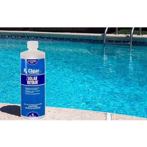 Rx Clear Solar Retain | Liquid Pool Cover | Easy Method to Reduce Water, Heat & Chemical Loss in Swimming Pools | Traditional Solar Cover Alternative | 1 Quart Bottles | Single Pack