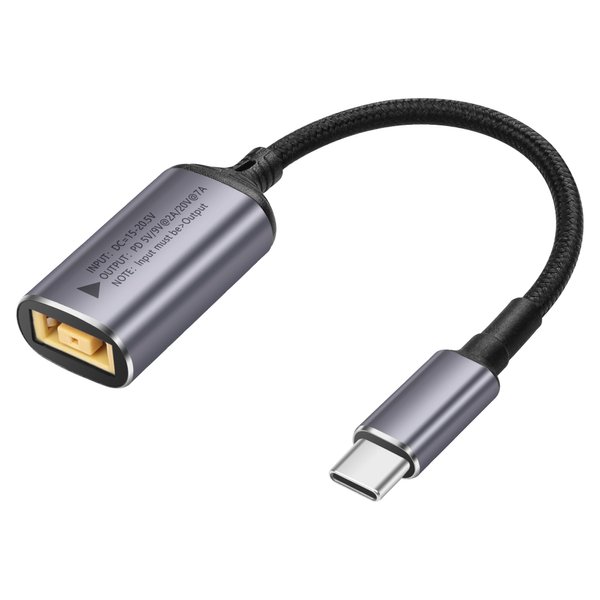 SinLoon PD 140W Slim Tip to USB C Cable Square Female Input to Type C Male Power Charging Cable with PD Automatic Identification Chip,for Phones,Tablets,Laptops(Square)