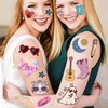 58+ PCS Concert Tour Temporary Tattoos For Fan Women Girls Adults, 3D Disco Fake Hand 13 Face Tattoo Stickers Men, Cartoon Cat Guitar Party Favor Supplies Festival Rave Accessories Decorations