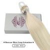 Moresoo Micro Ring Hair Extensions Blonde Human Hair Micro Beads Hair Extensions Platinum Blonde Micro Link Extensions Blonde #60 50G/50S 18In