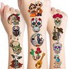 103 PCS Day of The Dead Dia De Los Muertos Temporary Tattoos Sticker Birthday Decorations Halloween Festival Mexican Sugar Skull Puppy Black Carnival Themed Party Favors Supplies Cute Boy Gifts Ideal