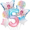 Butterfly Balloons for 5th Birthday Decorations Girl, Butterfly Foil Balloon for Butterfly Theme Birthday Party Decorations Supplies