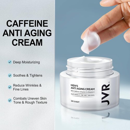 Mens Face Moisturizer, Anti Aging Moisturizing Cream, Lightweight Face Moisturizer For Men Anti Wrinkle Mens Face Lotion Day & Night with Caffeine, Niacinamide, Mens Facial Skin Care 1.7 oz